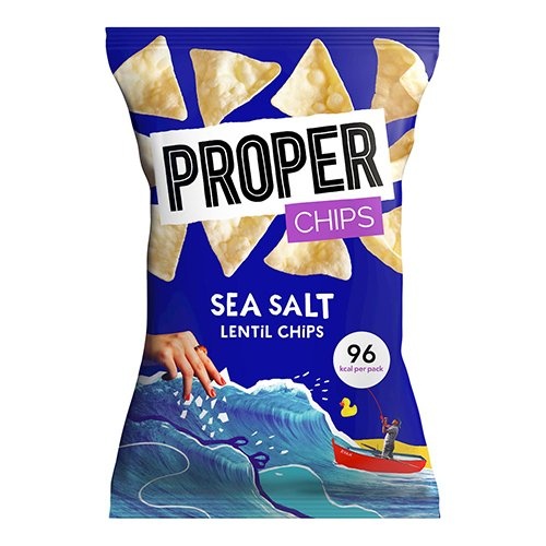 Proper Proper lentil chips Sea Salt, zak van 20 g — levering per 24