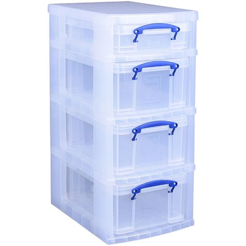 Really Useful Box Really Useful Box trolley met 4 opbergdozen, zwart