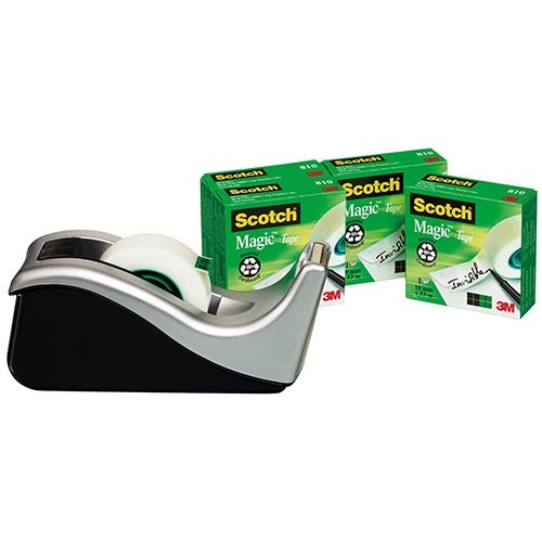 Scotch Scotch plakbandafroller C60 zilver + 4 rollen Magic Tape