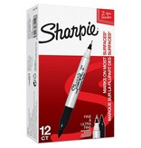 Sharpie Sharpie permanente marker, twin tip, zwart — levering per 12
