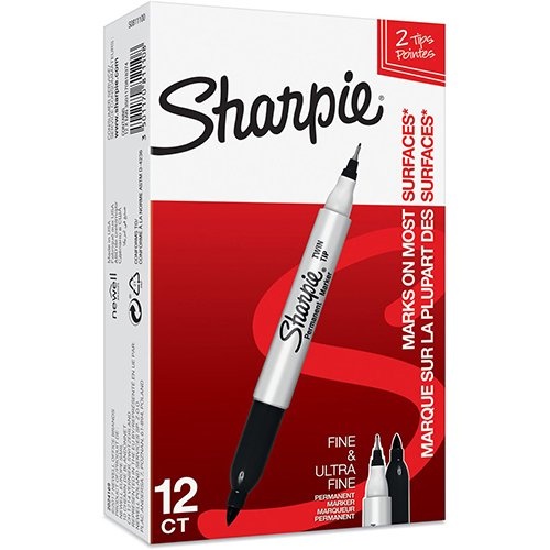 Sharpie Sharpie permanente marker, twin tip, zwart — levering per 12