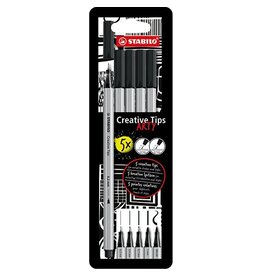 Stabilo STABILO Creative Tips ARTY fineliner, geassorteerde punten, pak van 5 stuks, zwart