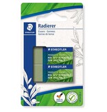 Staedtler Staedtler gum Eco, olijfgroen, ft  43 x 19 x 13 mm, blister van 2 stuks