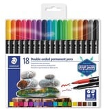 Staedtler Staedtler permanent marker,dubbele punt, etui van 18 stuks, assorti