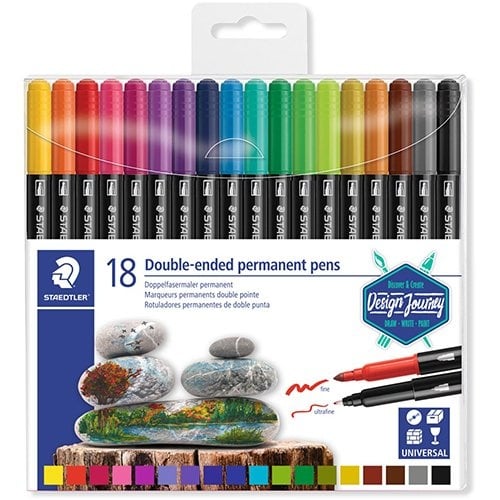 Staedtler Staedtler permanent marker,dubbele punt, etui van 18 stuks, assorti