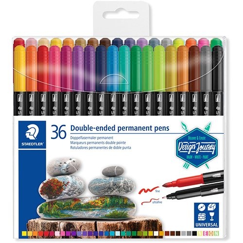 Staedtler Staedtler permanent marker,dubbele punt, etui van 36 stuks, assorti