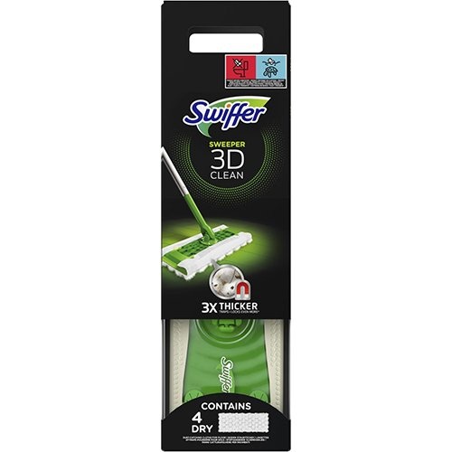Swiffer Swiffer vloerreiniger 3D Clean starterkit, met 4 droge en 2 vochtige stofdoekjes