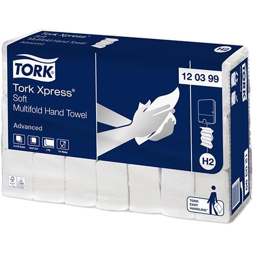 Tork Tork Xpress Advanced handdoek 2-laags, systeem H2, wit, ft 34x21,2 cm, pak van 21 stuks
