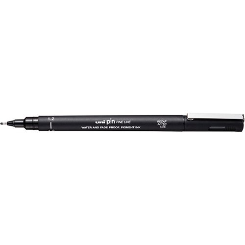 Uni-ball Uni Pin fineliner, ronde punt, 1,2 mm, zwart [12st]