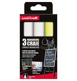 Uni-ball Uni-ball krijtmarker, beitelvormige punt 8 mm, etui met 3 stuks, assorti