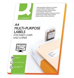 Q-CONNECT Q-CONNECT etiketten, wit, ronde hoeken, 99,1 x 33,9 mm, 100 vel, 16 etiketten per vel