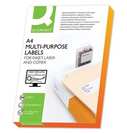 Q-CONNECT Q-CONNECT etiketten, wit, rechte hoeken, 105 x 148,5 mm, 200 vel, 4 etiketten per vel