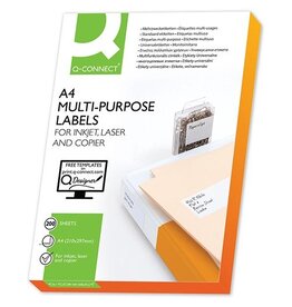 Q-CONNECT Q-CONNECT etiketten, wit, rechte hoeken, 210 x 148,5 mm, 200 vel, 2 etiketten per vel