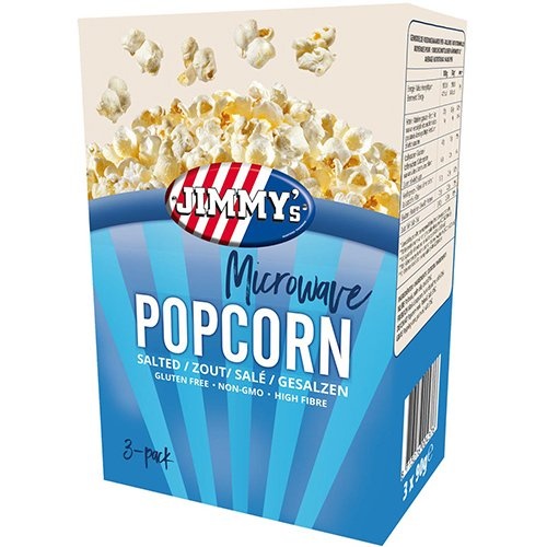 Jimmy's Jimmy's Popcorn Microwave, zout, doos van 3 x 90 g