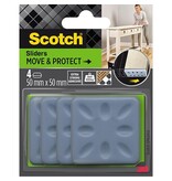 Scotch Scotch Move & Protect glijders, grijs, Ft. 50 mm x 50 mm, blister van 4 stuks