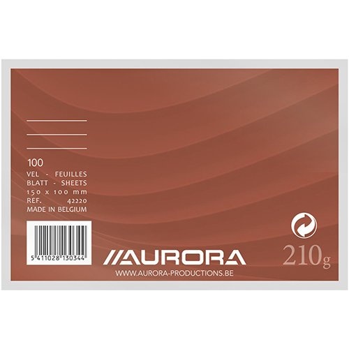Aurora Aurora witte systeemkaarten, ft 10 x 15 cm, gelijnd, 210 g/m², pak van 100 stuks