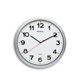 Maul MAULstep wandklok, quartz, diameter 40 x 5 cm, kunststof kader, zilver