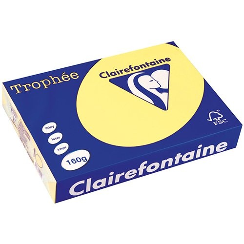 Clairefontaine Clairefontaine Trophée Pastel, gekleurd papier, A4, 160 g, 250 vel, citroengeel