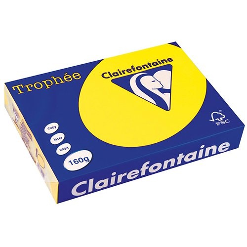 Clairefontaine Clairefontaine Trophée Intens, gekleurd papier, A4, 160 g, 250 vel, zonnegeel