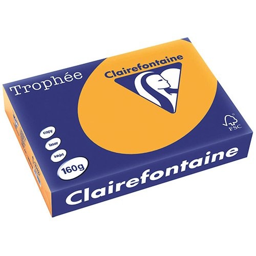 Clairefontaine Clairefontaine Trophée Pastel, gekleurd papier, A4, 160 g, 250 vel, oranje