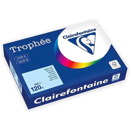 Clairefontaine Clairefontaine Trophée Pastel, gekleurd papier, A4, 120 g, 250 vel, blauw