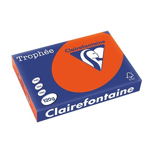 Clairefontaine Clairefontaine Trophée Intens, gekleurd papier, A4, 120 g, 250 vel, kardinaalrood