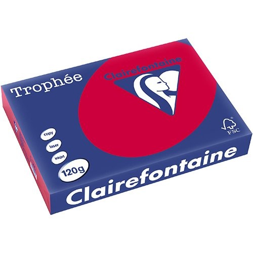Clairefontaine Clairefontaine Trophée Intens, gekleurd papier, A4, 120 g, 250 vel, kersenrood