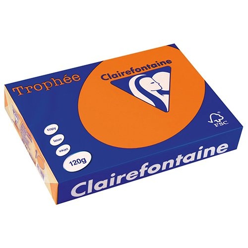 Clairefontaine Clairefontaine Trophée Intens, gekleurd papier, A4, 120 g, 250 vel, feloranje