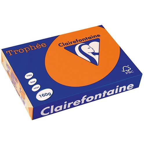 Clairefontaine Clairefontaine Trophée Intens, gekleurd papier, A4, 160 g, 250 vel, feloranje