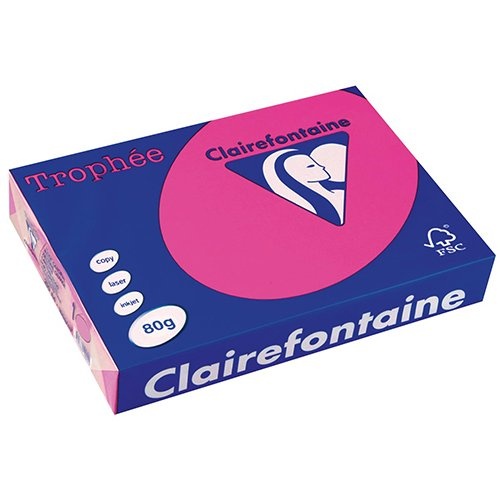 Clairefontaine Clairefontaine Trophée Intens, gekleurd papier, A4, 80 g, 500 vel, fluo roze