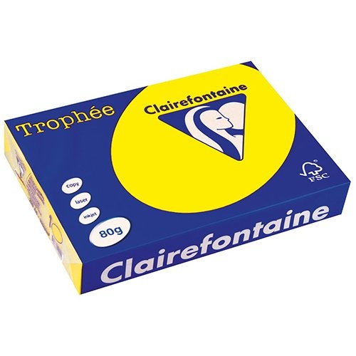 Clairefontaine Clairefontaine Trophée Intens, gekleurd papier, A4, 80 g, 500 vel, fluogeel