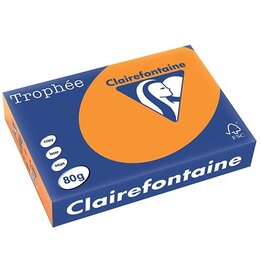 Clairefontaine Clairefontaine Trophée Intens, gekleurd papier, A4, 80 g, 500 vel, fluo oranje