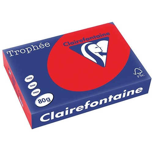 Clairefontaine Clairefontaine Trophée Intens, gekleurd papier, A4, 80 g, 500 vel, koraal rood