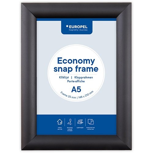 Europel Europel Clicklijst Economy, lijst 25 mm, ft A5, zwart