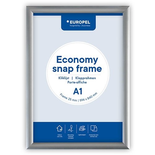Europel Europel clicklijst Economy, lijst 25 mm, ft A1, zilver