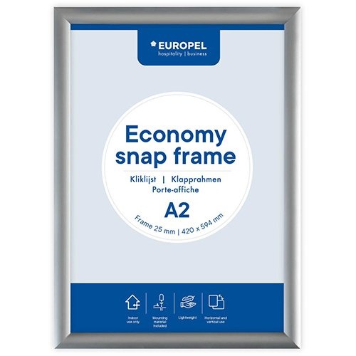 Europel Europel clicklijst Economy, lijst 25 mm, ft A2, zilver