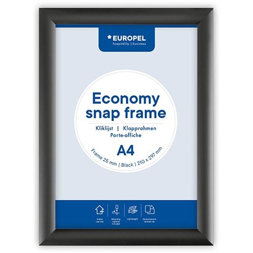 Europel Europel clicklijst Economy, lijst 25 mm, ft A4, zwart