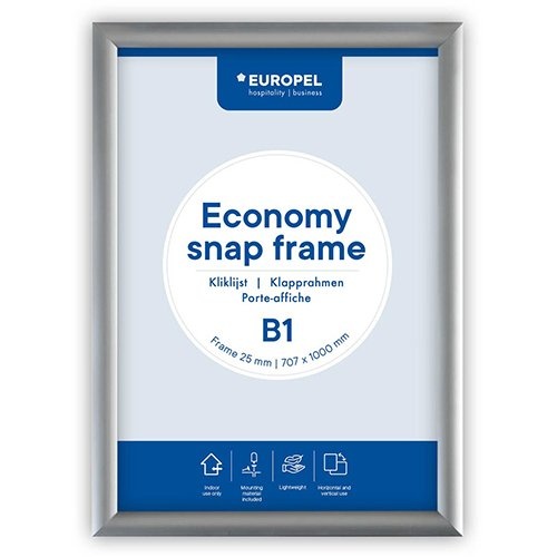 Europel Europel clicklijst Economy, lijst 25 mm, ft B1, zilver