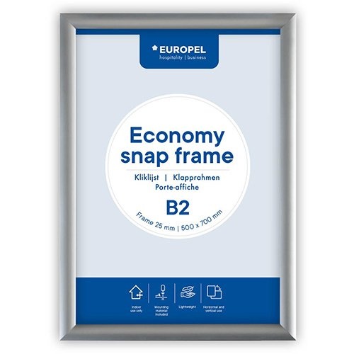 Europel Europel clicklijst Economy, lijst 25 mm, ft B2, zilver