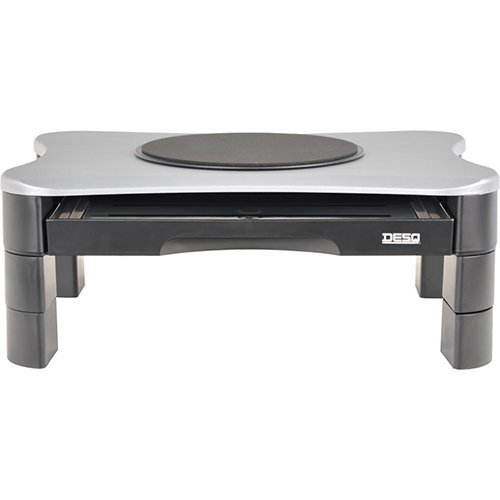 Desq Desq monitorstandaard, met draaiplateau en 2 lades, zilver/zwart