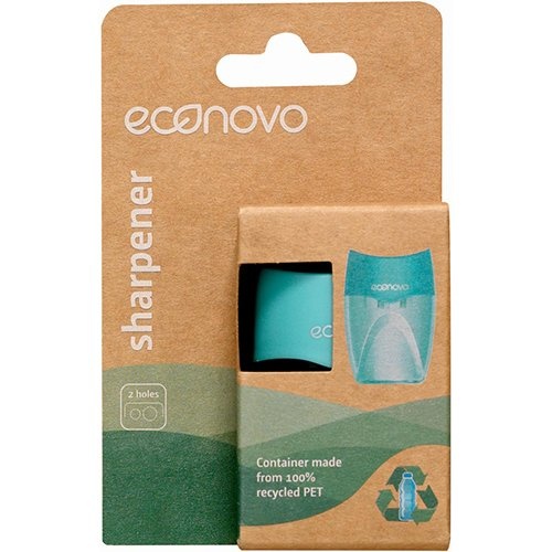Econovo Econovo potloodslijper, met opvangbakje, 2 gaatjes, blauw