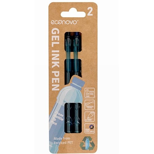 Econovo Econovo gelroller, 0,7 mm, blister van 2 stuks, zwart-blauw