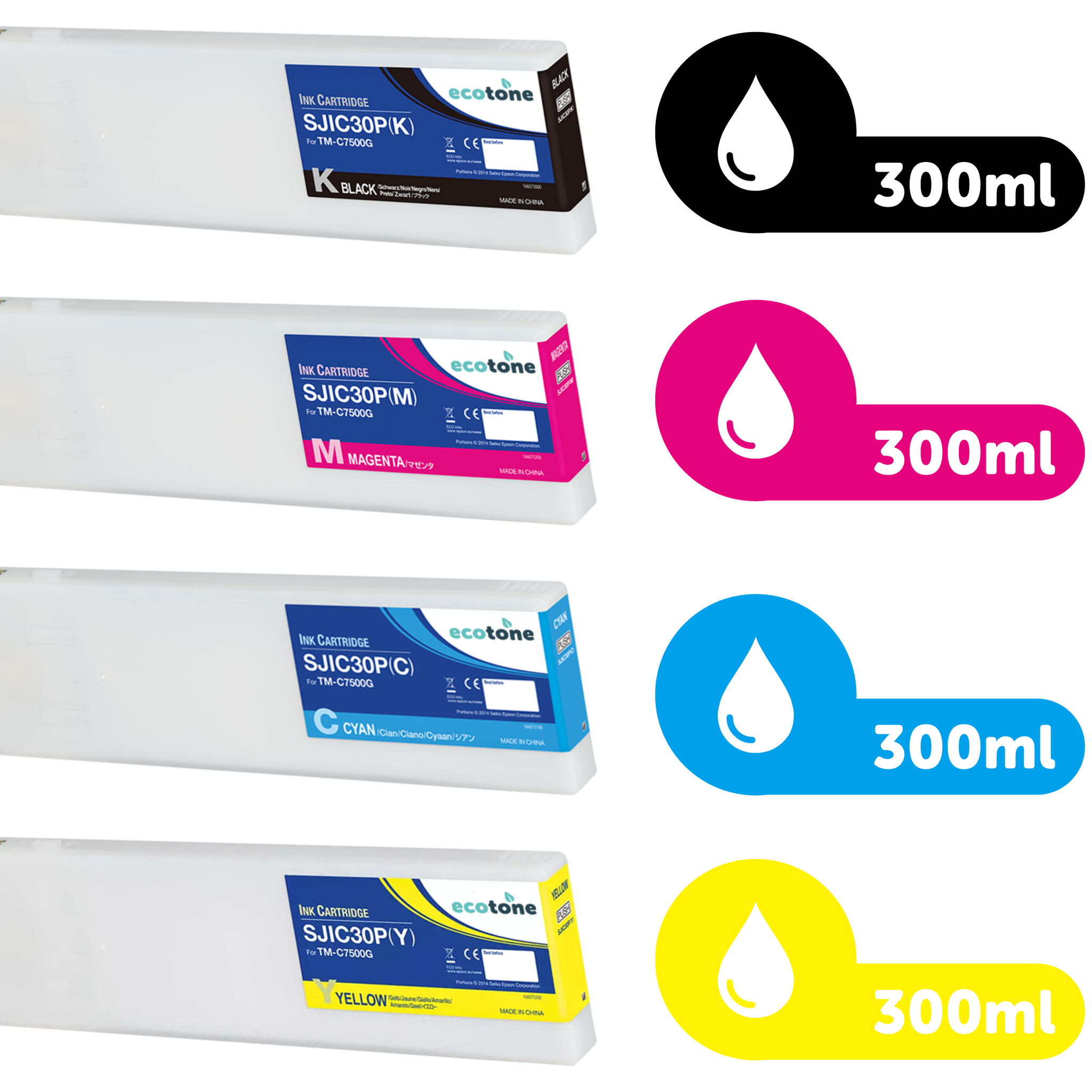 Epson Ecopack (Replaces Epson SJIC30P ink) 2xBL + 1xCMY  - (BL 2x300ml) (CMY 3x300ml)