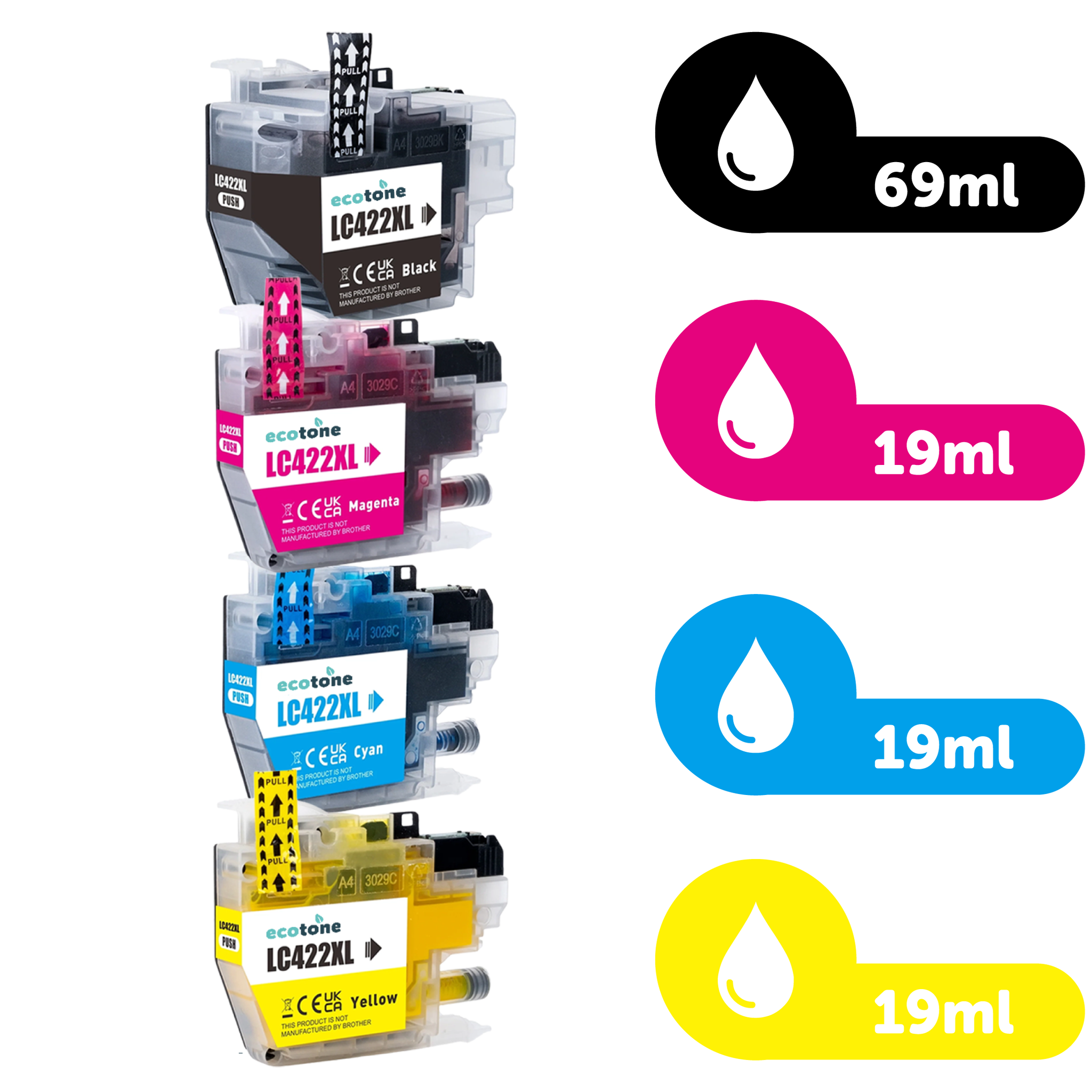 Brother Ecopack (Replaces Brother LC-422XL ink) 2xBL + 1xCMY  - (BL 2x69ml) (CMY 3x19ml)