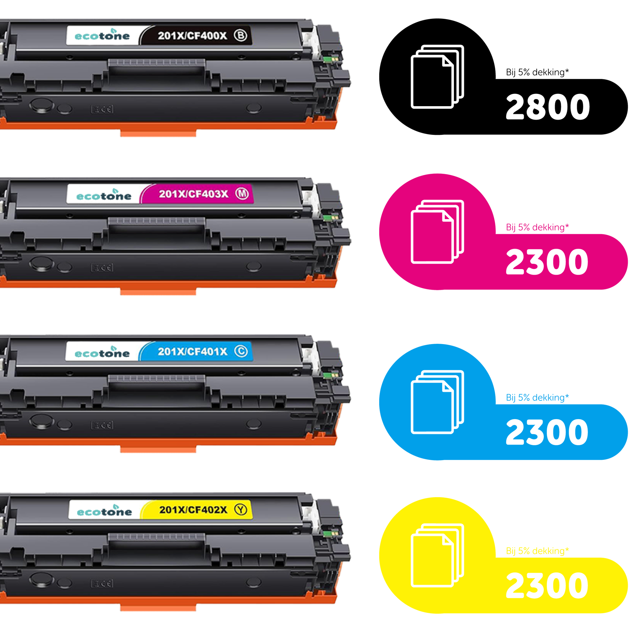 HP Ecopack (Replaces HP 201X toner) 2xBL + 1xCMY  - (BL 2x2800 Pages) (CMY 3x2300 Pages)