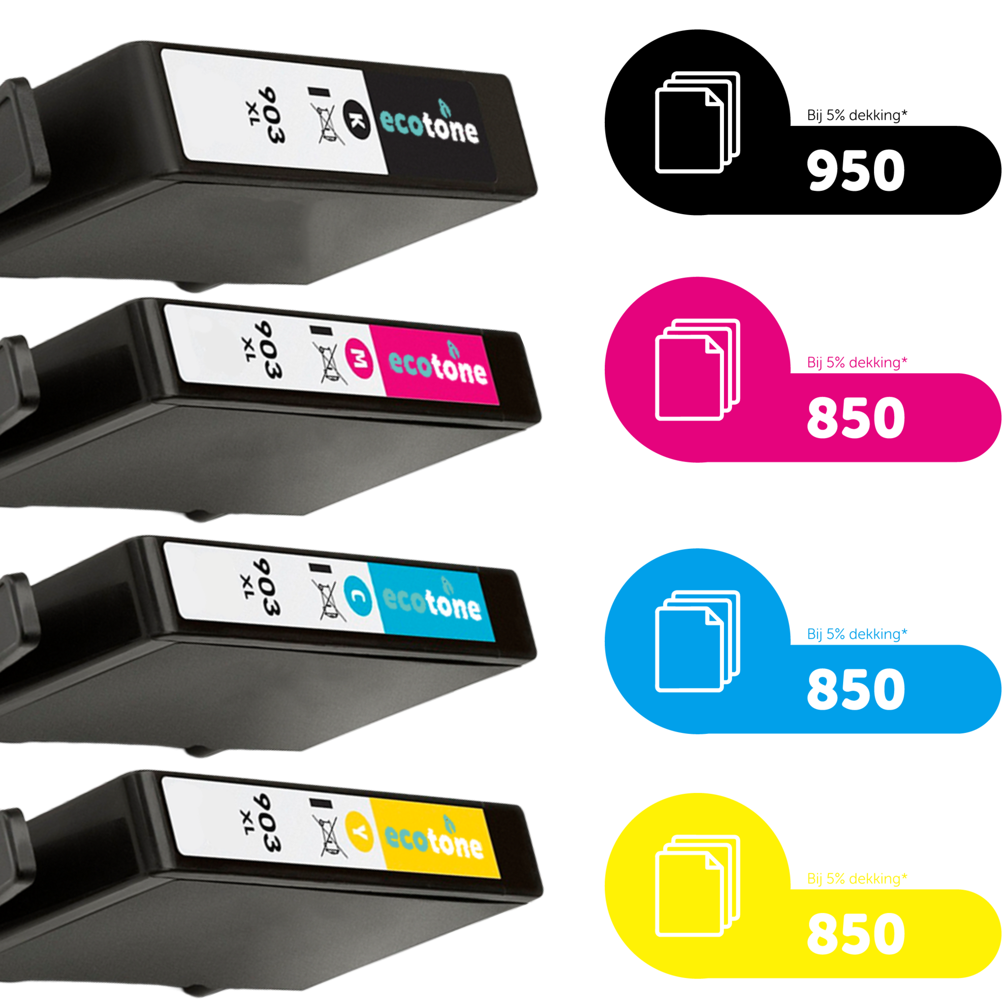 HP Ecopack (Replaces HP 903XL ink) 2xBL + 1xCMY  - (BL 2x950 Pages) (CMY 3x850 Pages)