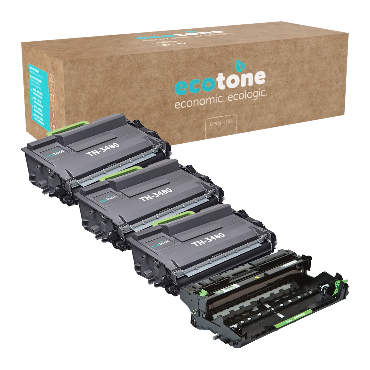 Brother Ecopack (Replaces Brother TN-3480 toner/drum) 3xBl+1xDr - (BL 3x8000 Pages) (Drum 1x50000 Pages)