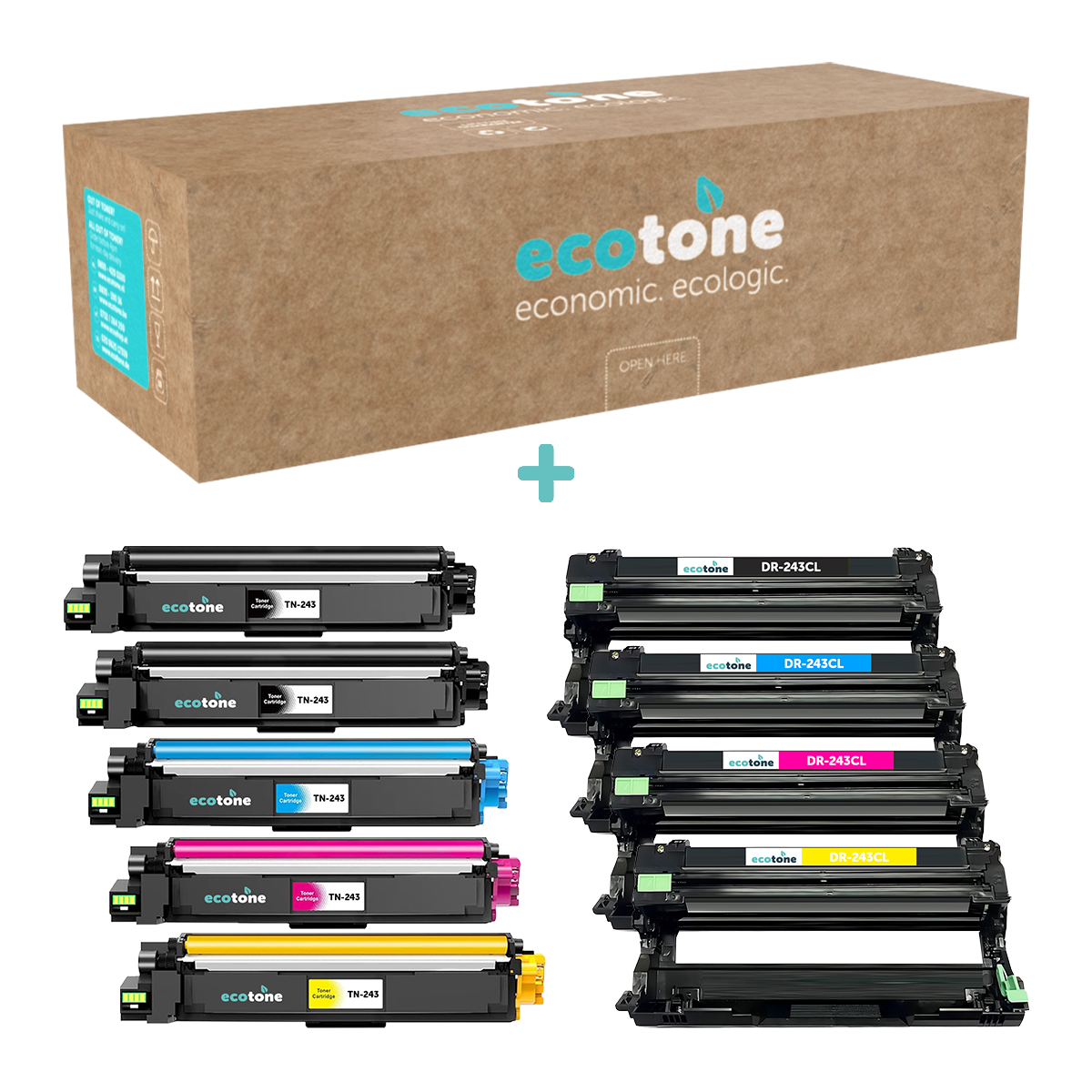 Brother Ecopack (Replaces Brother TN-243 toner/Drum) 2xBL+1xCMY+1xDr - (BL 2x1000 Pages) (CMY 3x1000 Pages) (Drum 1x18000 Pages)
