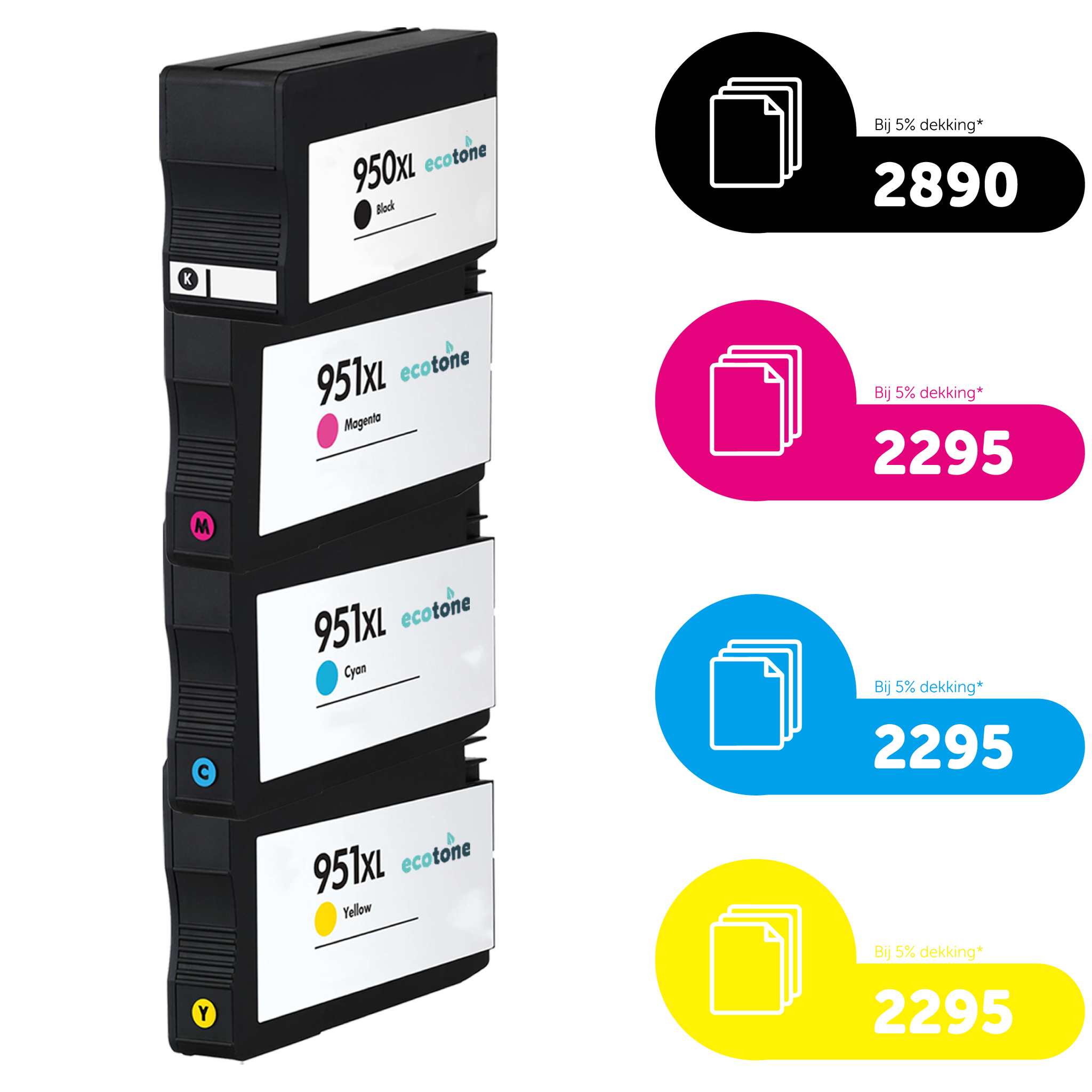 HP Ecopack (Replaces HP 950/951XL ink) 2xBL + 1xCMY  - (BL 2x2890 Pages) (CMY 3x2295 Pages)