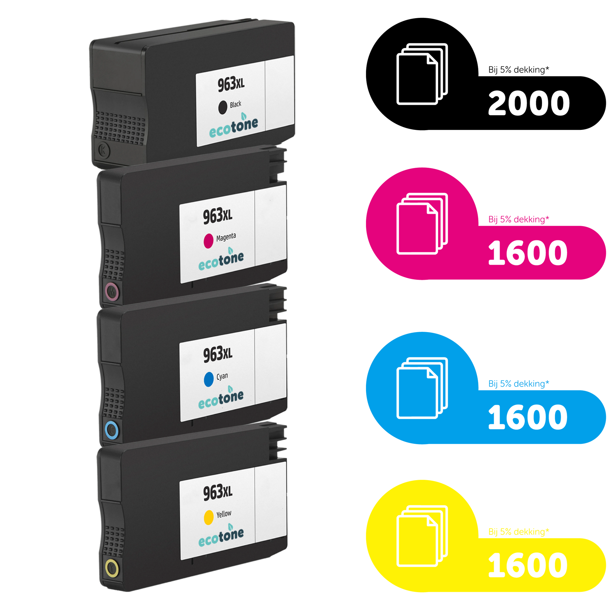 HP Ecopack (Replaces HP 963XL ink) 2xBL + 1xCMY  - (BL 2x2000 Pages) (CMY 3x1600 Pages)